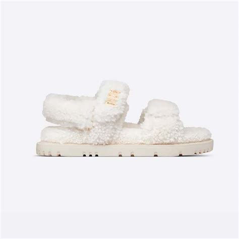 White Shearling Sandals .